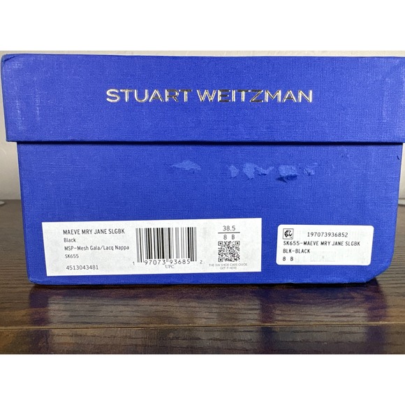 Stuart Weitzman Maeve Mary Jane Slingback Mesh Pumps Black SK655 Square Toe 8B - Picture 8 of 8